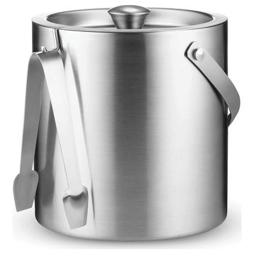 Double-Wall Stainless Steel Insulated Ice Bucket With Lid and Ice Tong