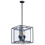Maxim - Era-Multi-Light Pendant - Geometric metal frames finished in Black support panes of clear Seedy glass provides for a refined restoration look. Add vintage bulbs (not included) to complete the authentic feel of this design.