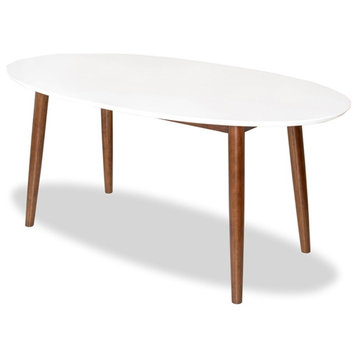 Stowe Modern Style Solid Wood Walnut White Top Oval Kitchen&Dining Room Table