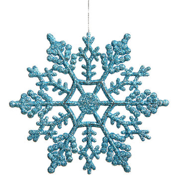 Vickerman 8" Glitter Snowflake, Set of 12, Turquoise