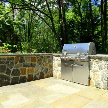 Built in barbecue with bluestone countertops. Califon, NJ