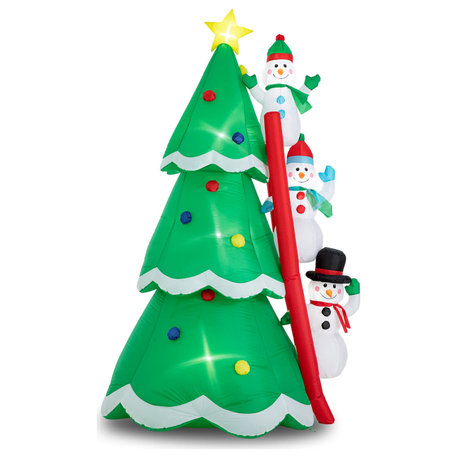 Christmas Inflatable Xmas Outdoor Lighted Décor, Snowman & Tree