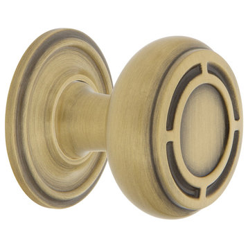 Mission Brass 1 3/8" Cabinet Knob With Classic Rose, Antique Brass