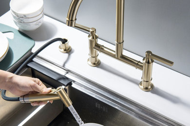 Kitchen Faucet Swivel Sink Spray Dual Handle Mixer Taps w/ Sprayer - RB1158
