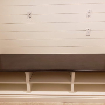 Samaan Media Fireplace Mantel and Mudroom Bench