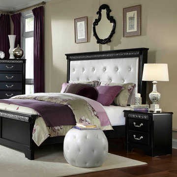 Standard Furniture Venetian Black 2 Piece Panel Bedroom Set w/ Upholstered Headb
