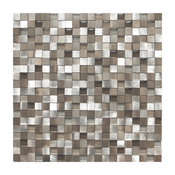 11.8"x11.8" 3D Silver and Pewter Aluminum Square Mosaic Tile, Single Sheet