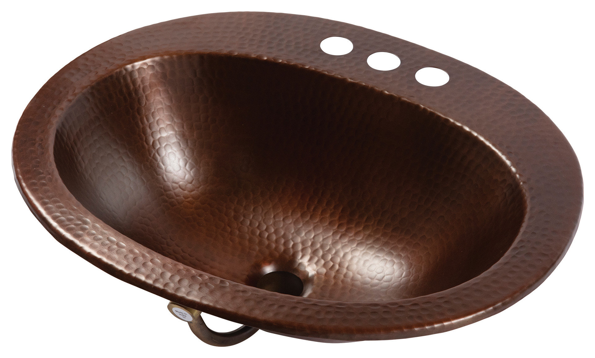 Seville Aged Copper 20" Oval Drop-In Bath Sink with Ashfield Faucet Kit