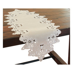 Xia Home Fashions - Victorian Lace Embroidered Cutwork Table Runner - Table Runners