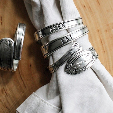 Silver Spoon Napkin Rings, Set of 4