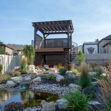 Entertainment Size | 2 Story Pergola Deck with Spiral Staircase