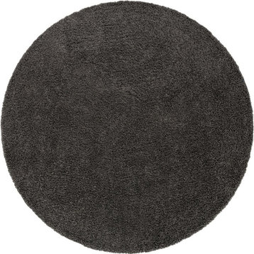 Solid/Striped Sybil Round 10'2" Round Charcola Area Rug