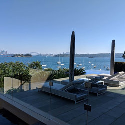 Finbrella Umbrellas. Vaucluse, Sydney, 2 x F-330-S on 68kg Movable Camlock Bases - Products