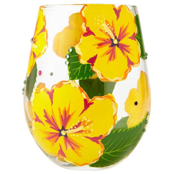 "Hibiscus" Stemless Wine Glass