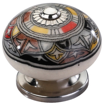 Ceramic Round, 1-3/5'', Decorative Knob, Multicolor Drawer Cabinet knob 10-Pcs