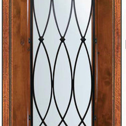 Prehung Single Door 96 Wood Alder La Salle 3/4 Lite Wrought Iron - Front Doors
