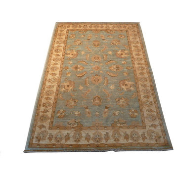 Hand-Knotted Oushak Oriental Rug 100% Wool and Vegetable Dyes, 4x6