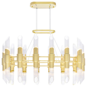 Croissant 28 Light Chandelier With Satin Gold Finish
