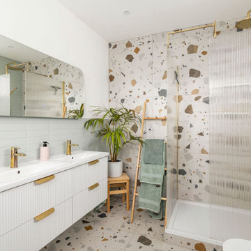 Natural inspired ensuite wild bold terrazzo tiles