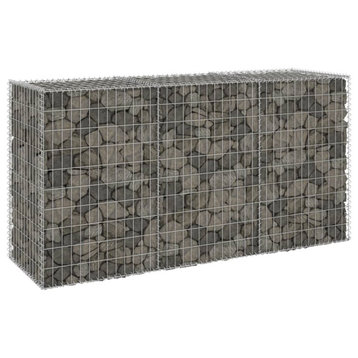 Vidaxl Gabion Wall With Covers Galvanized Steel 78.7"x23.6"x39.4"