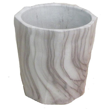 4" Geometric Orchid Pot With White Marble Design