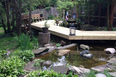Inspiration for a large timeless backyard deck remodel in Indianapolis with no cover