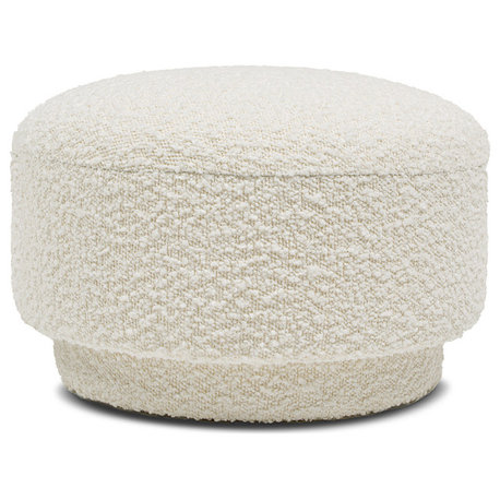 Fuji 15" Mushroom Footstool Ottoman, Ivory White Boucle