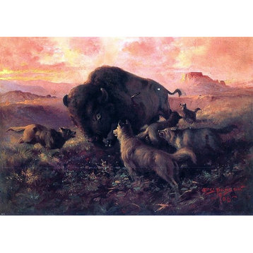 Frank Tenney Johnson The Wounded Buffalo, 18"x27" Wall Decal