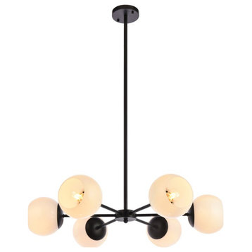 Living District LD645D30BK Briggs 30" Pendant, Black With White Shade