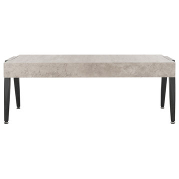 Vana Rectangular Midcentury Modern Coffee Table, Light Gray/Black