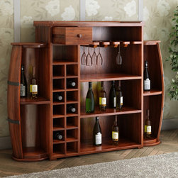 California Handcrafted Barrel Sides Floor Wine Rack w 9 Shelves - Wine And Bar Cabinets