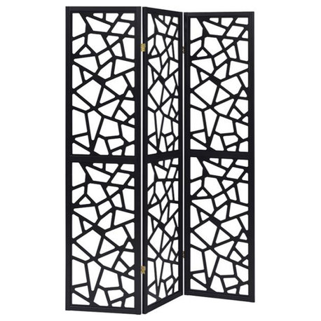 3 Panel Intricate Mosaic Screen, Black