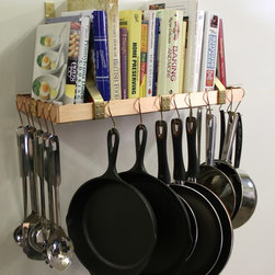 Copper pot rack & bookshelf - Pot Racks And Accessories