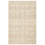 Jaipur Living - Jaipur Living Dentelle Knotted Beige Rug, 5'6"x8' - The Burke collection is a timeless and textured assortment of vintage-inspired tone-on-tone designs. The Dentelle area rug features a hand-knotted wool and viscose construction with an elegant tribal repeat pattern of carved geometric detailing. The ivory and beige colorway showcases hints of gold for easy versatility in any style home.