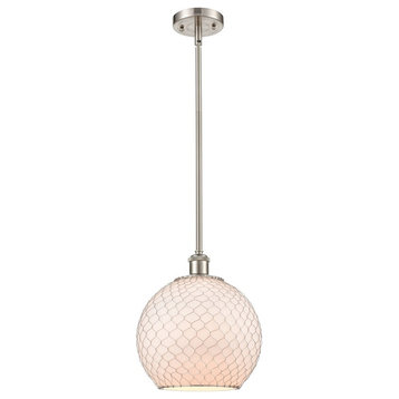 Innovations Large Wire 10" LED Pendant, NKL/FRS Sphere, 516-1S-SN-G121-10CSN-LED