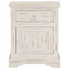 vidaXL Cabinet Bedside End Table with 1 drawer and 1 door White Solid Wood Mango