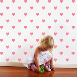 Love heart stencil repeat pattern nursery decor - Wall Stencils