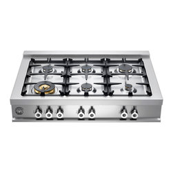 Bertazzoni 36" Professional Series Gas Rangetop, Stainless Steel | CB36600X - Cooktops