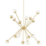 Hudson Valley Lighting - Saratoga 16-Light Chandelier Aged Brass Finish - Modern in form, yet retro in style, Saratoga takes globe lighting to a new level. Whether slightly curved or long and straight, Saratoga's arms perfectly complement its gorgeous alabaster glass globe shades. The clean metal caps and the refined finished on the tails are the finishing touches to this design that works beautifully with any style. Sconces can be mounted horizontally or vertically.