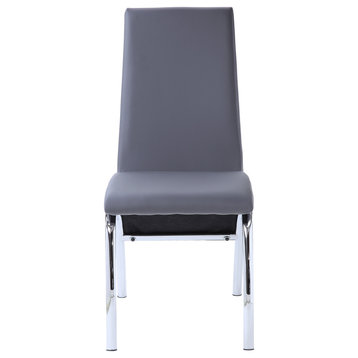 ACME Noland Side Chair, Set-2, Gray PU and Chrome