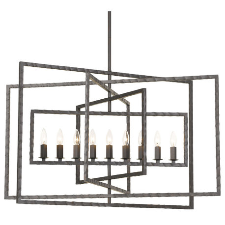 Capri 9-Light Chandelier, Raw Steel