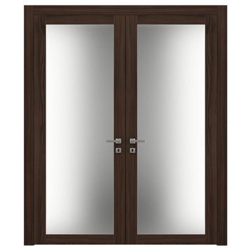 French Double Doors 60 x 80 Frosted Glass | Planum 2102 Chocolate Ash