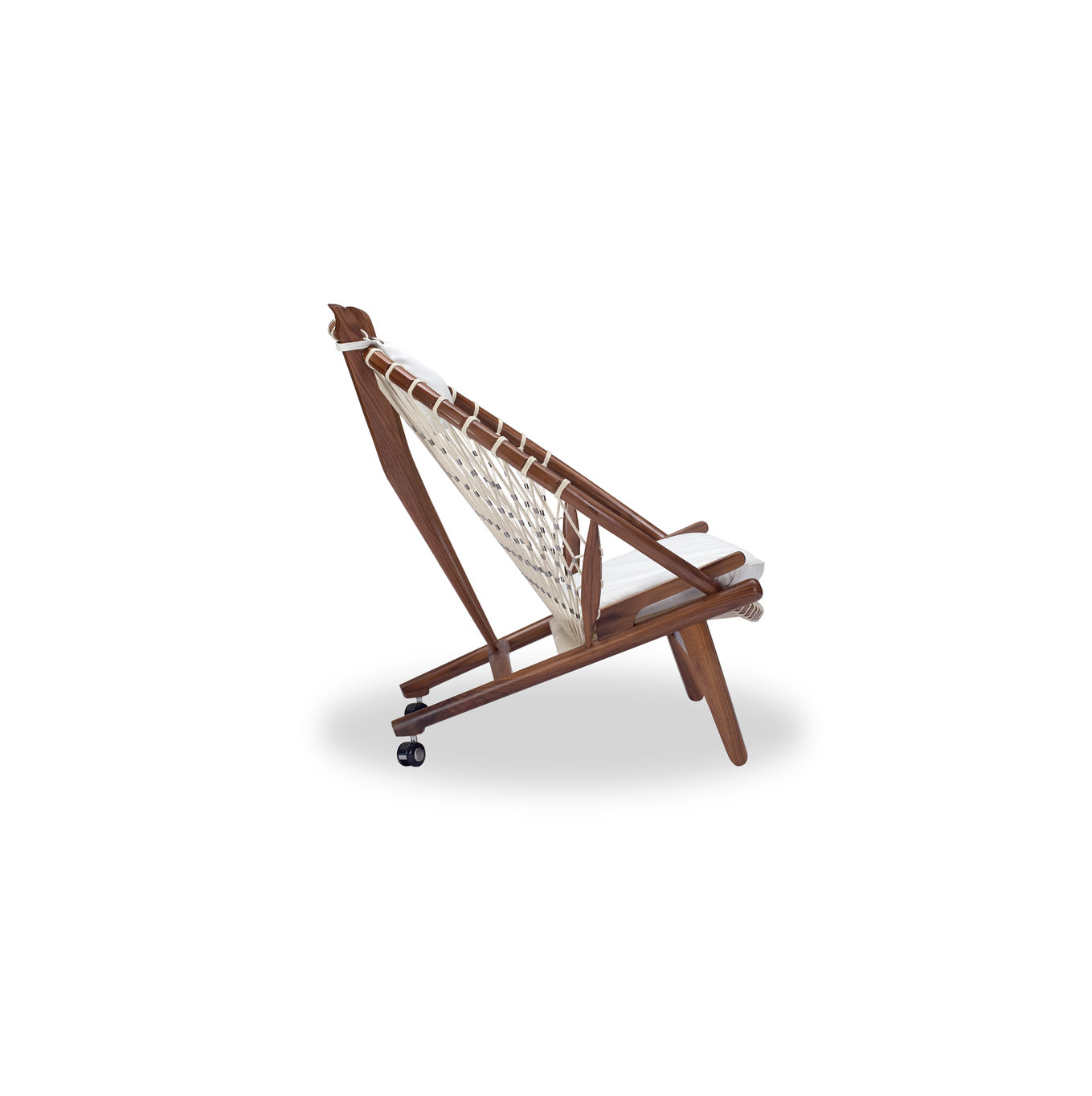 Circle Hoop Modern Lounge Chair, Genuine Italian Leather and Walnut, White