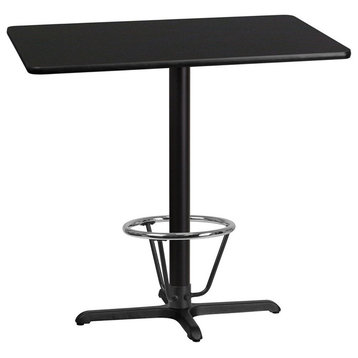 30"x42" Black Laminate Table Top With Bar Height Table Base