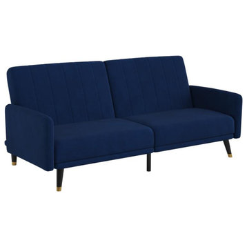 Sophia Premium Split Back Upholstered Sofa Futon, Navy