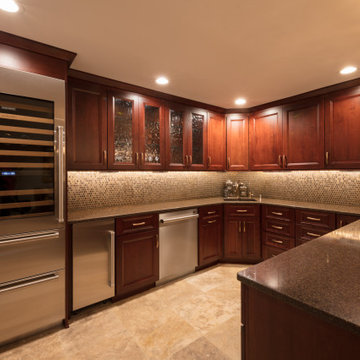 Kitchenette with Lighted Glass Bar Countertop