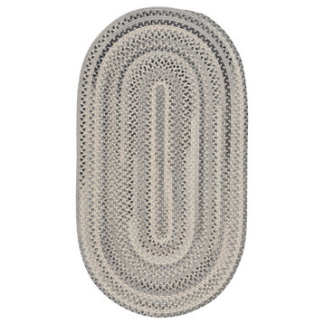 Tooele Braided Oval Rug, Gray, 20"x30"