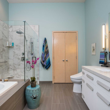 Contemporary Accessible Primary Bath with Curbless Shower