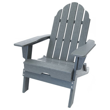 Balboa HDPE Folding Adirondack Chair, Gray, Single