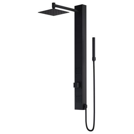 Orchid 39" H x 4" W 2-Jet Retro Shower Panel with Square Shower Head, Matte Black